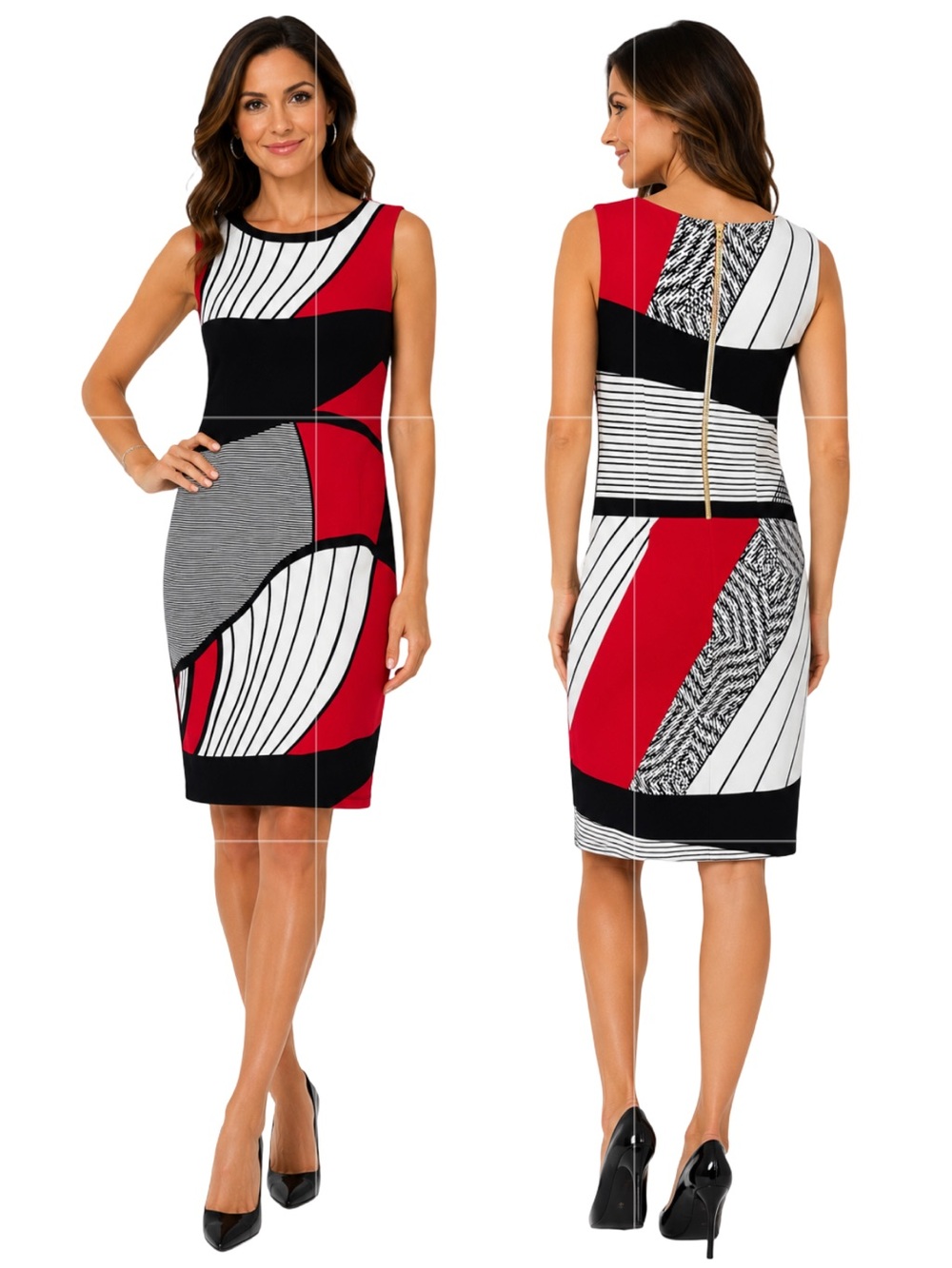 Frank Lyman Design Colorblock Geometric Sheath Dress Size 8 NWT